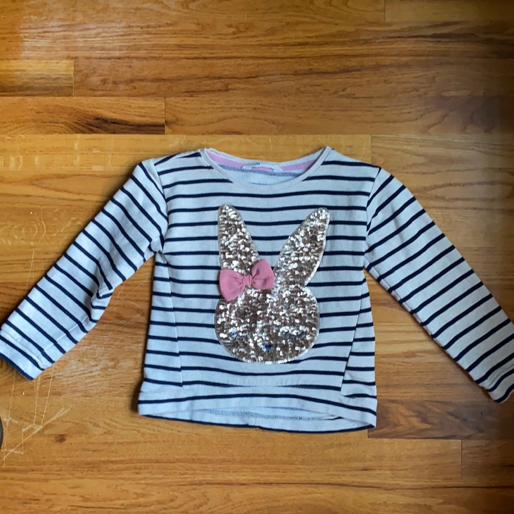 H&M girls sweatshirt/sweater, sequins bunny, s 6-8